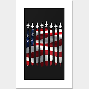 Fighter Jet Airplane USA Flag 4th Of July Patriotic Posters and Art